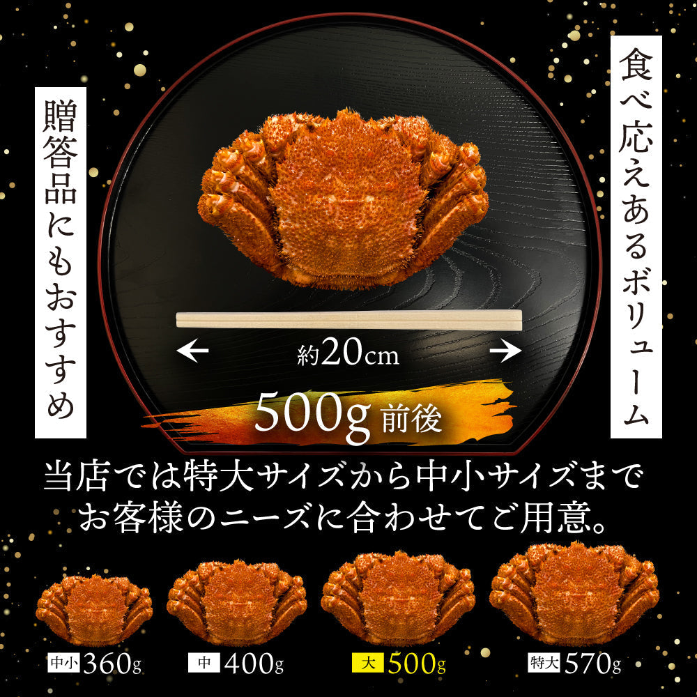 (a009-02)北海道産 浜茹で毛蟹(堅蟹) 約500g×1尾