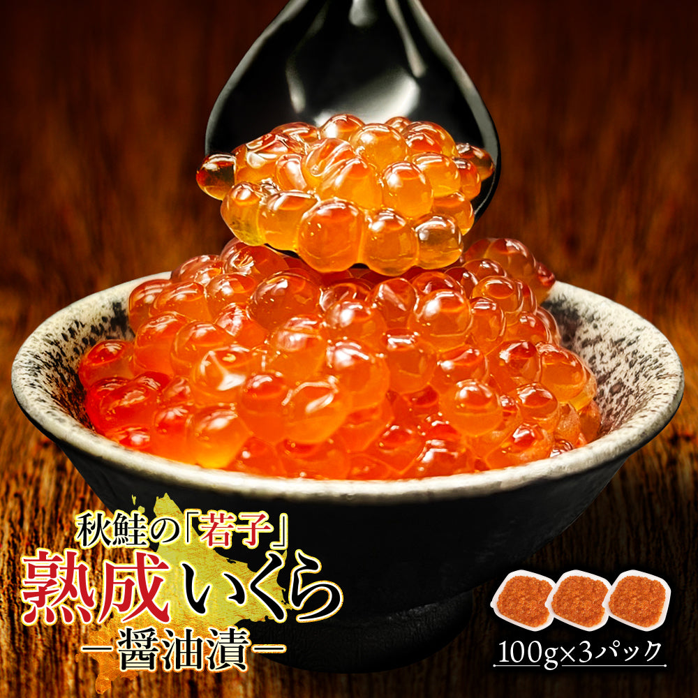 (a017-01)北海道産 いくら 醤油漬け 100g×3パック【本州・四国エリア送料無料】