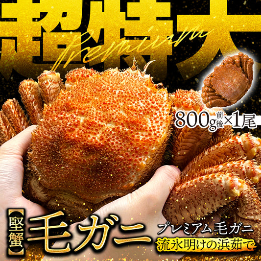 (a009-08)北海道産 浜茹で毛蟹(堅蟹) 約800g×1尾