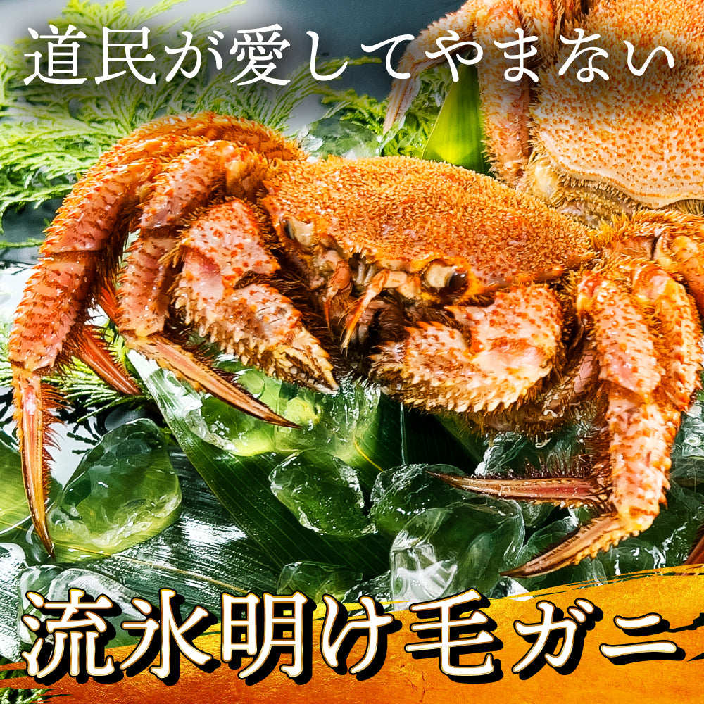 (a009-09)北海道産 浜茹で毛蟹(堅蟹) 約500g×3尾